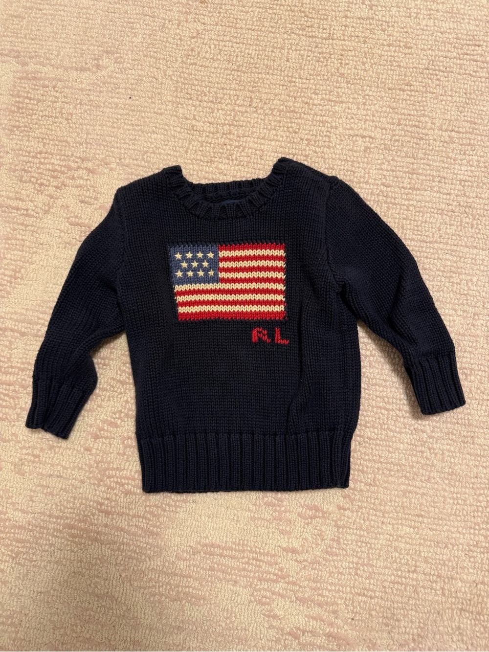 Polo by Ralph Lauren Navy Knit Sweater with American Flag